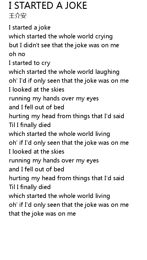I STARTED A JOKE Lyrics Follow Lyrics