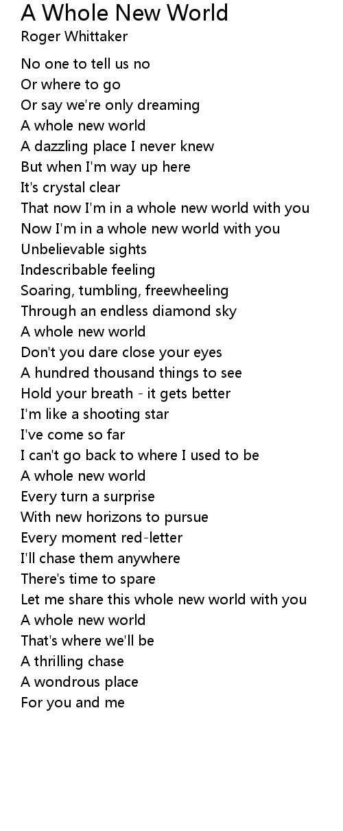 A Whole New World Lyrics Follow Lyrics