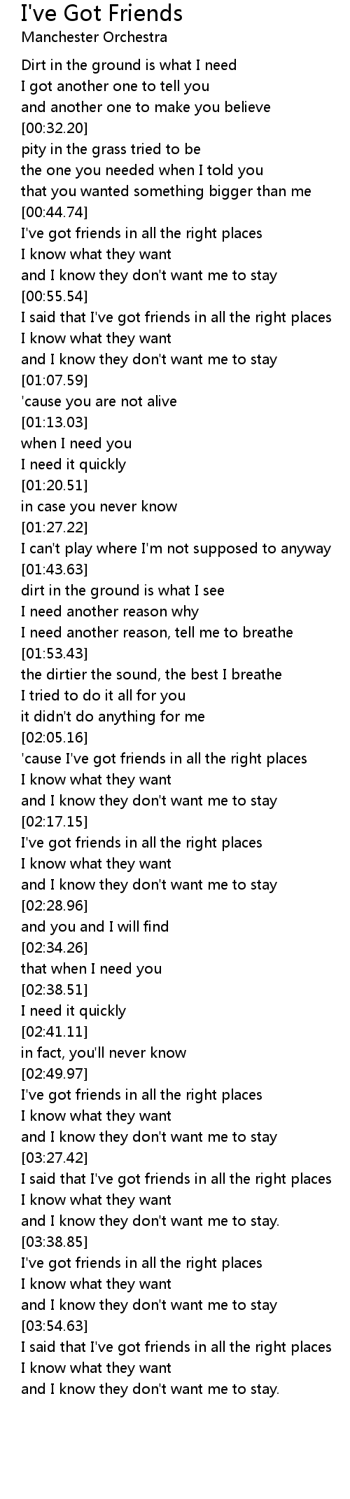 I Ve Got Friends Lyrics Follow Lyrics