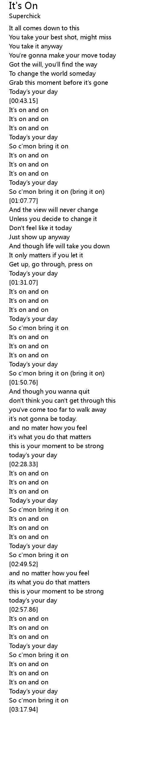 It S On Lyrics Follow Lyrics