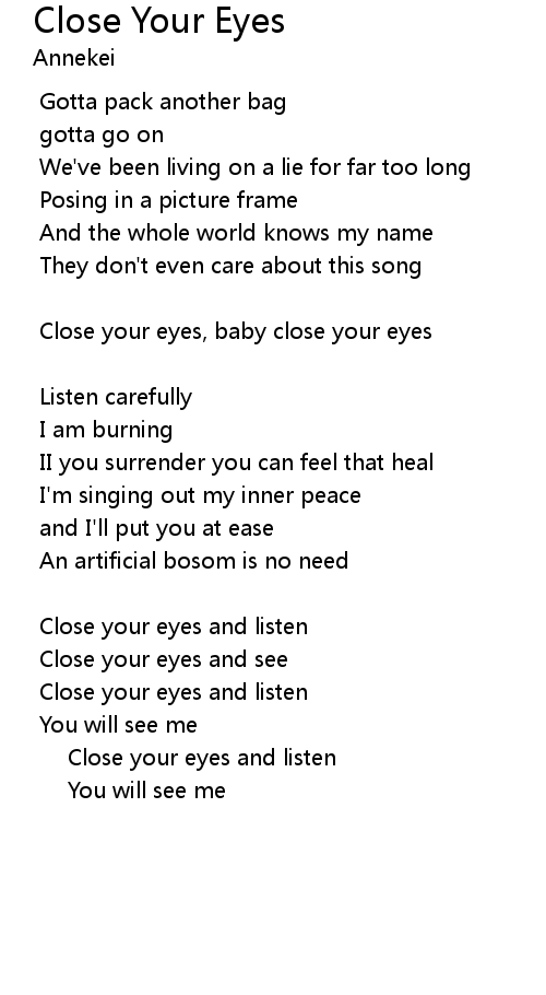 Your eyes so baby close Céline Dion