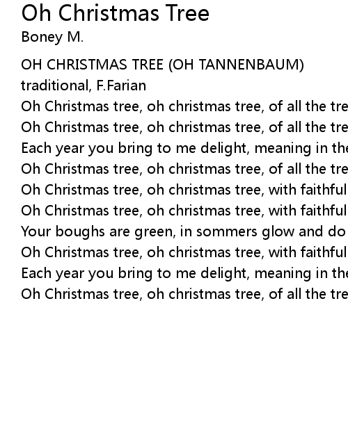 oh christmas tree lyrics