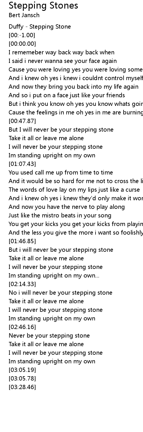 Medicinsk malpractice Smuk kvinde samlet set Stepping Stones Lyrics - Follow Lyrics