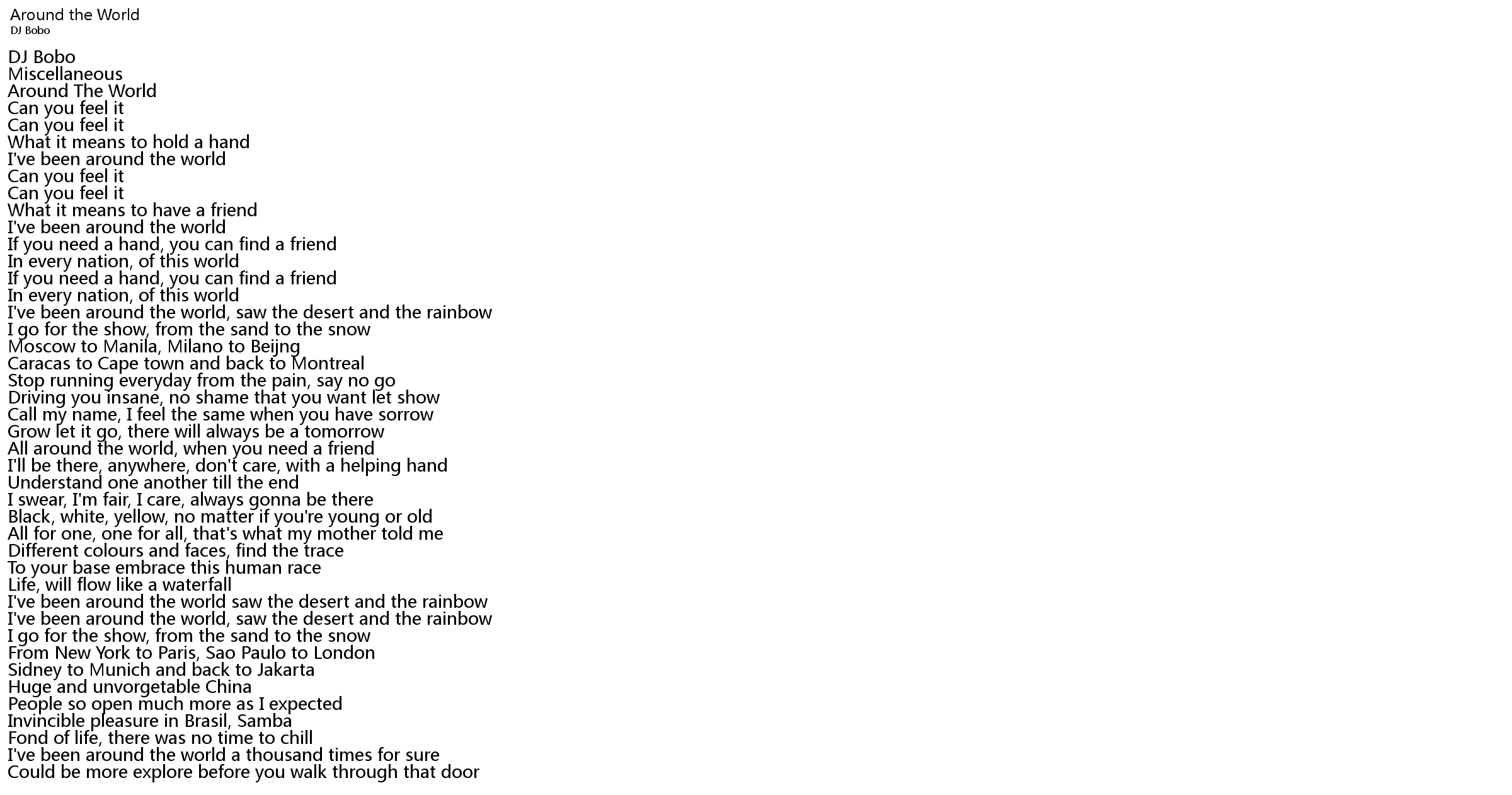 Around the World Lyrics - Follow Lyrics