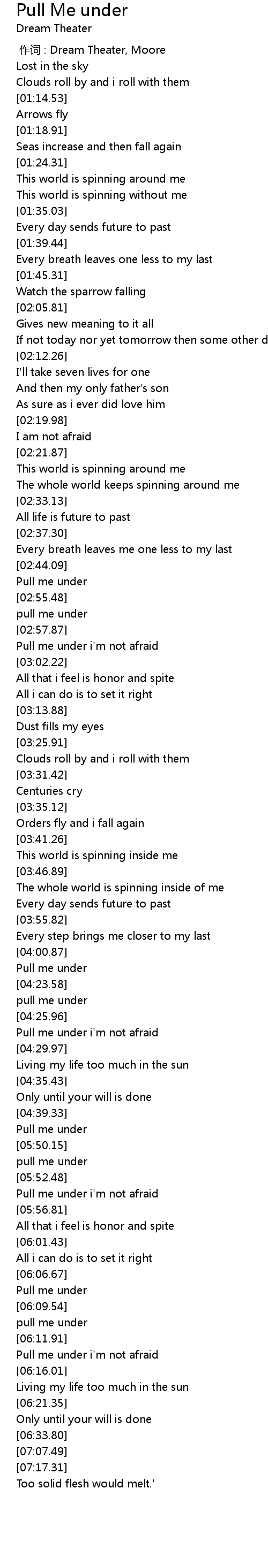 Pull Me Under Lyrics Follow Lyrics follow lyrics