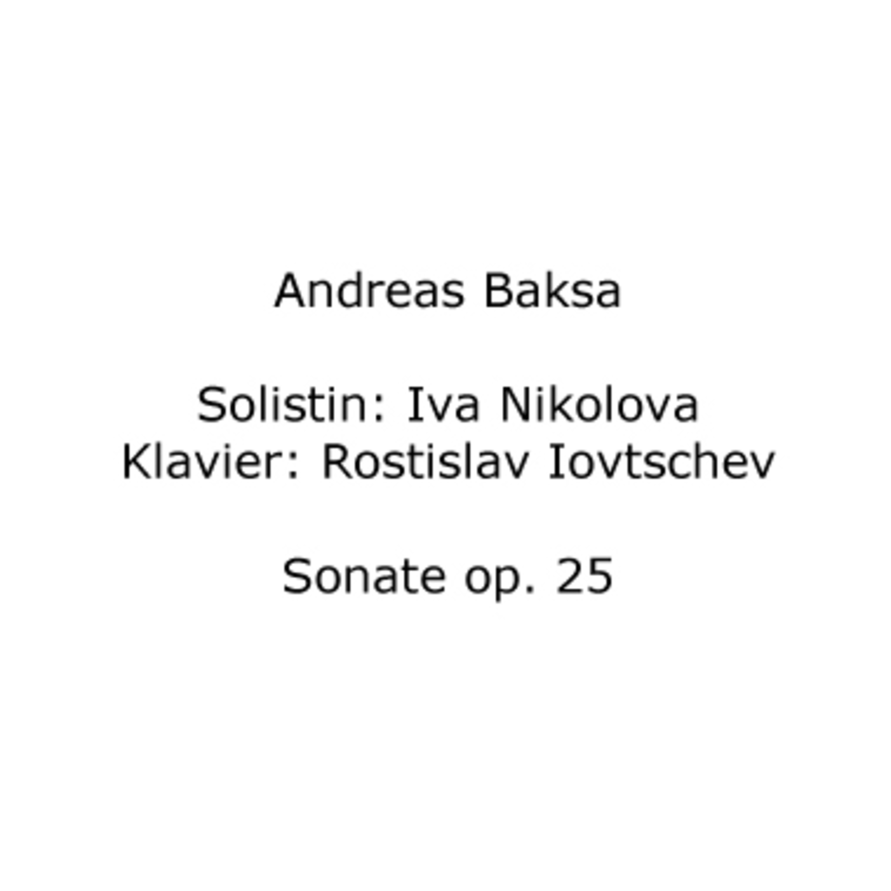 Andreas Baksa: Sonate op. 25