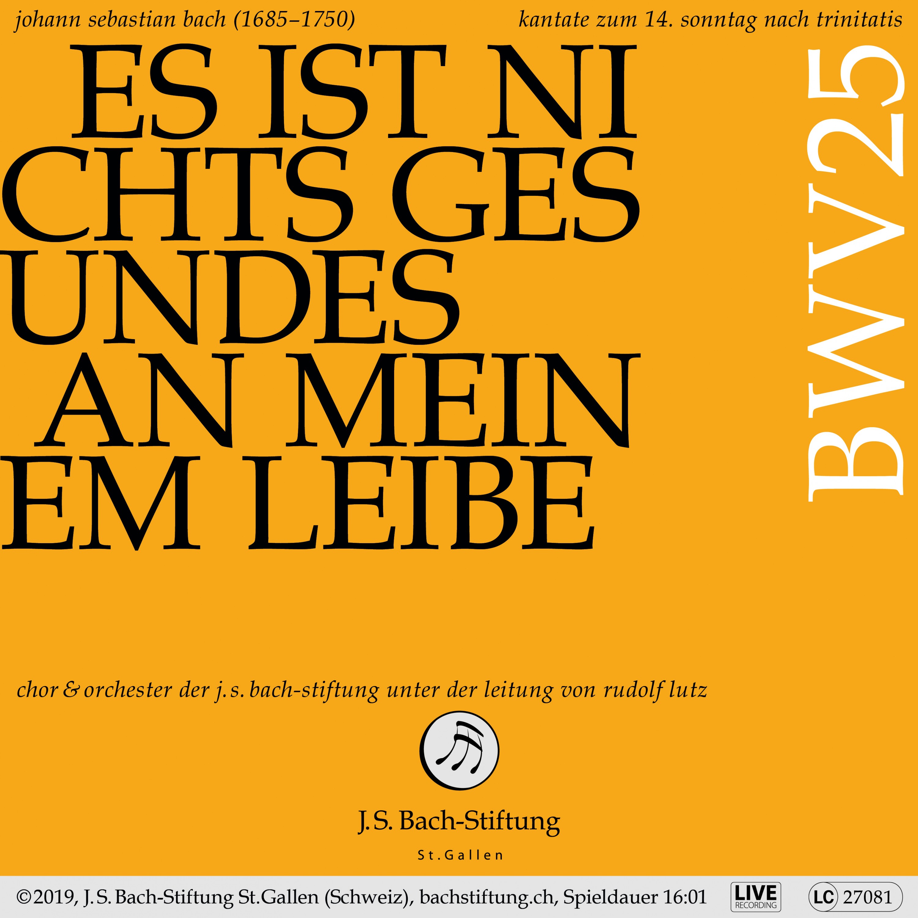 Es ist nichts Gesundes an meinem Leibe, BWV 25: VI. Choral - Ich will alle meine Tage